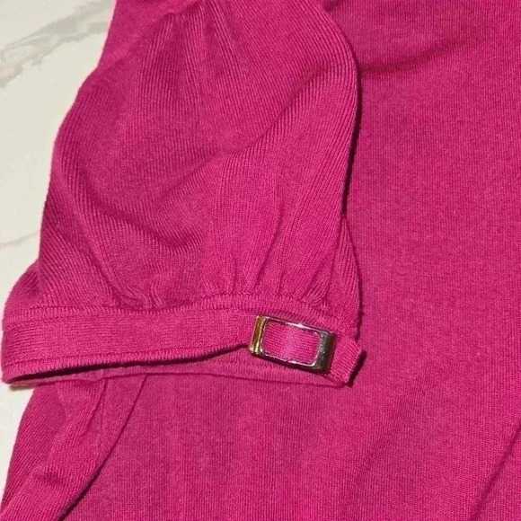 Express Design Studio Mock Turtleneck Cap Sleeve Sweater Fushia Size XS - Picture 3 of 7